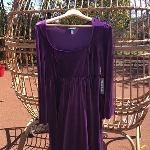 Modcloth “not your babydoll anymore” purple velvet babydoll dress bell sleeves